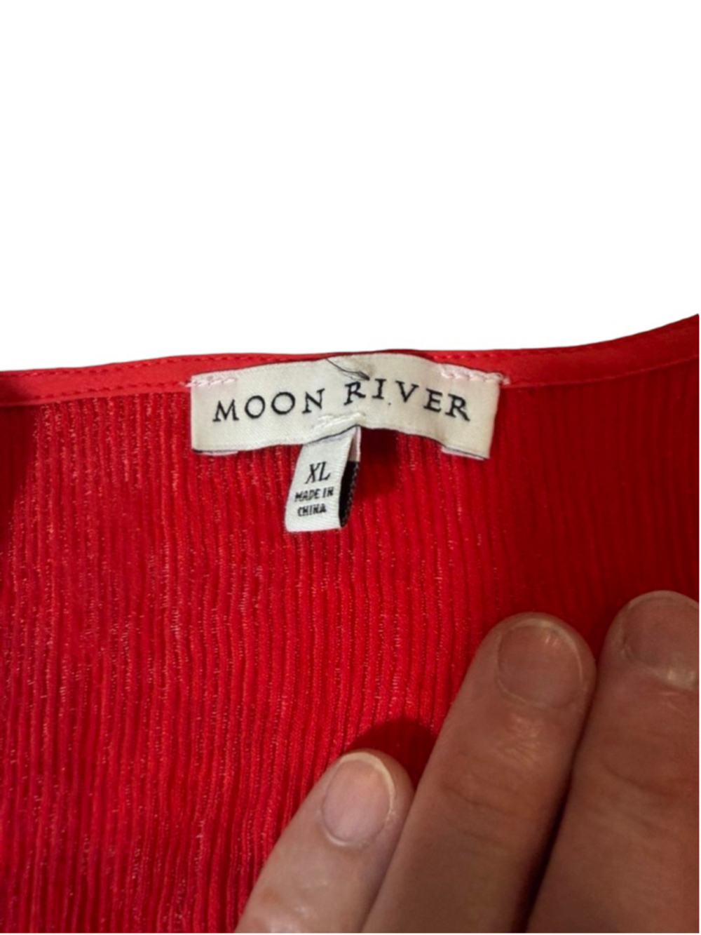 Moon River Red Wrap Mini Dress XL Puff Sleeve Belted Romantic Party - Picture 5 of 8